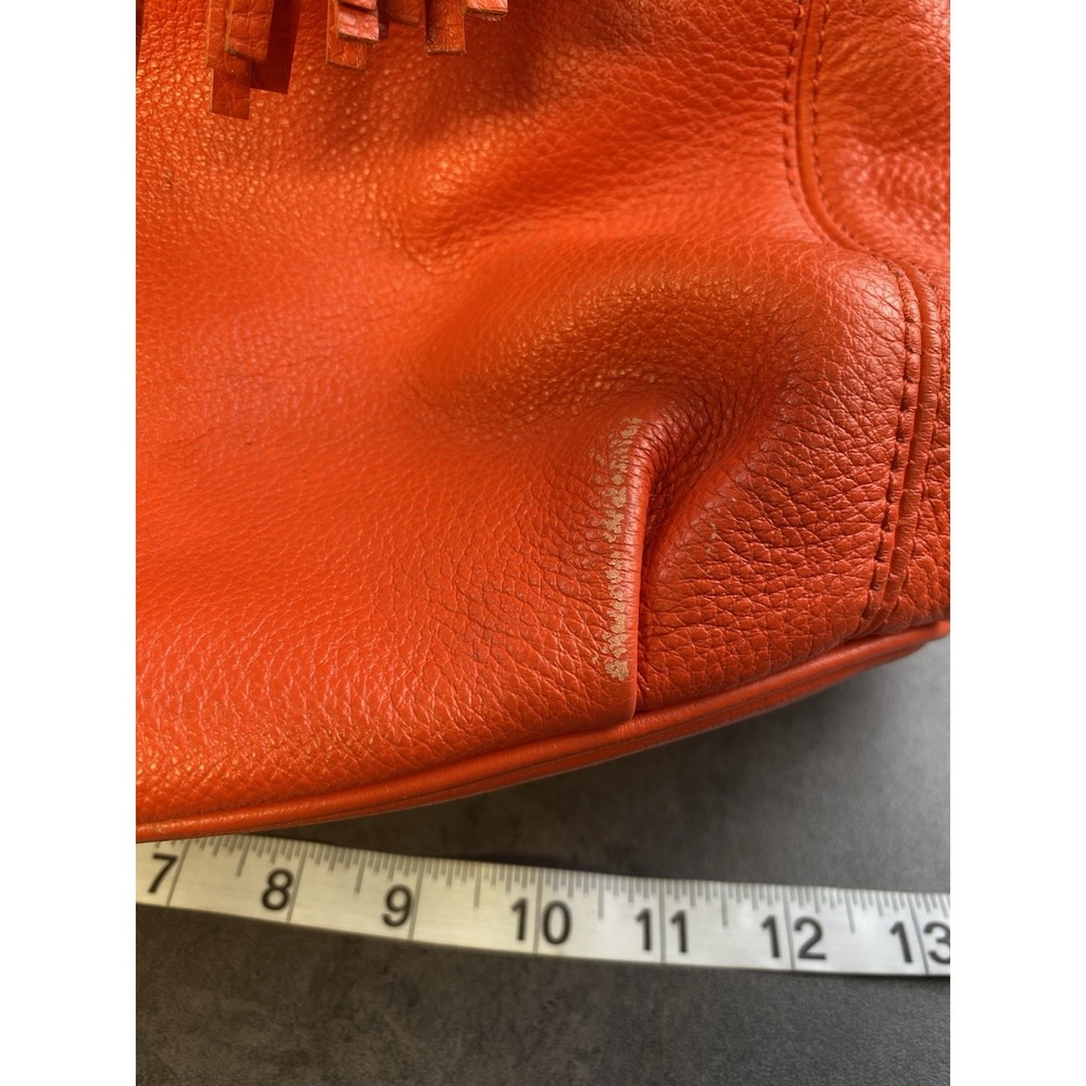 Michael Kors Orange Leather Hobo Shoulder Bag w/ Charm-See Description - Picture 7 of 14